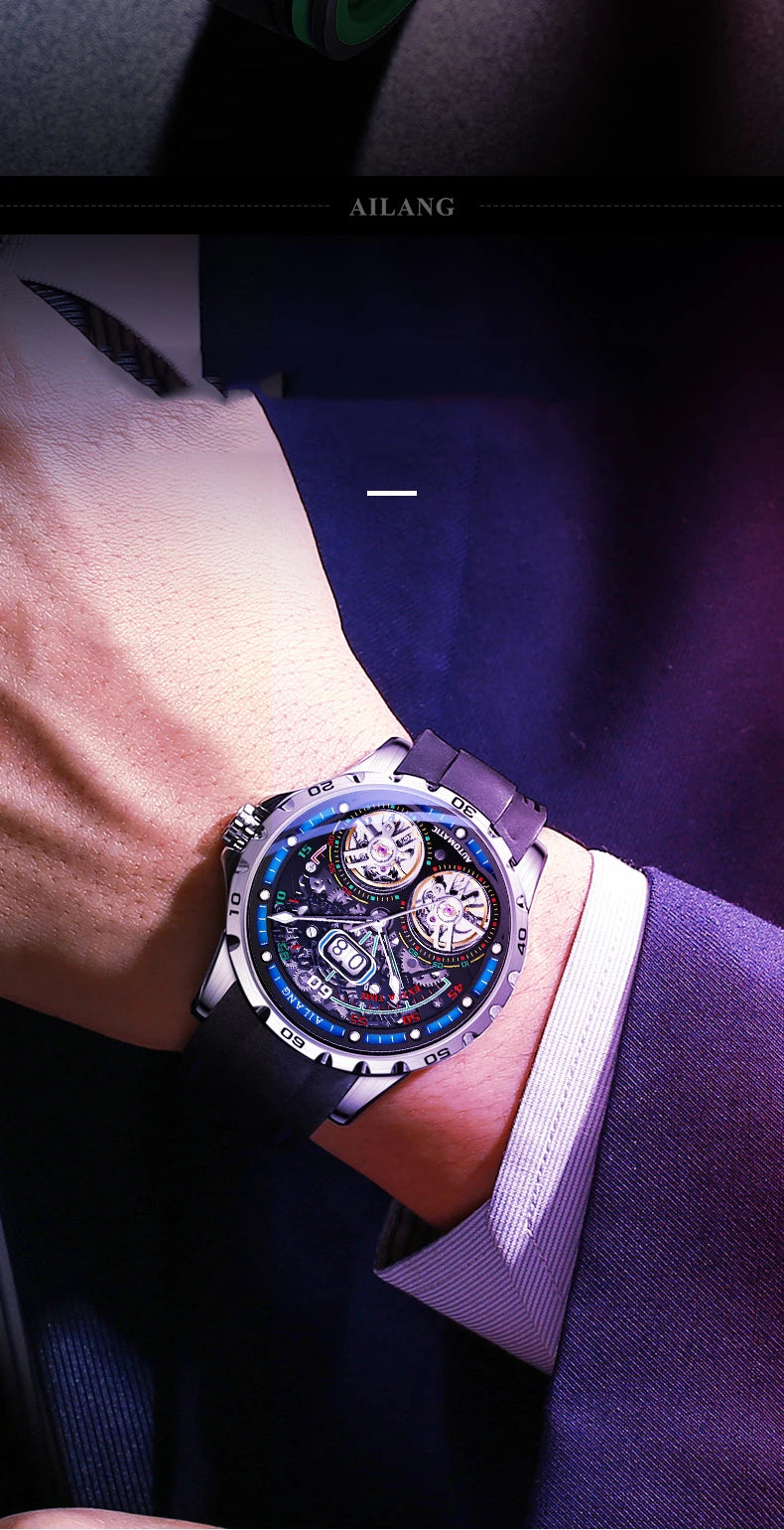 sell vastara ailang super cool double tourbillon watch 7 - classic unisex timepiece with stainless steel (USA)