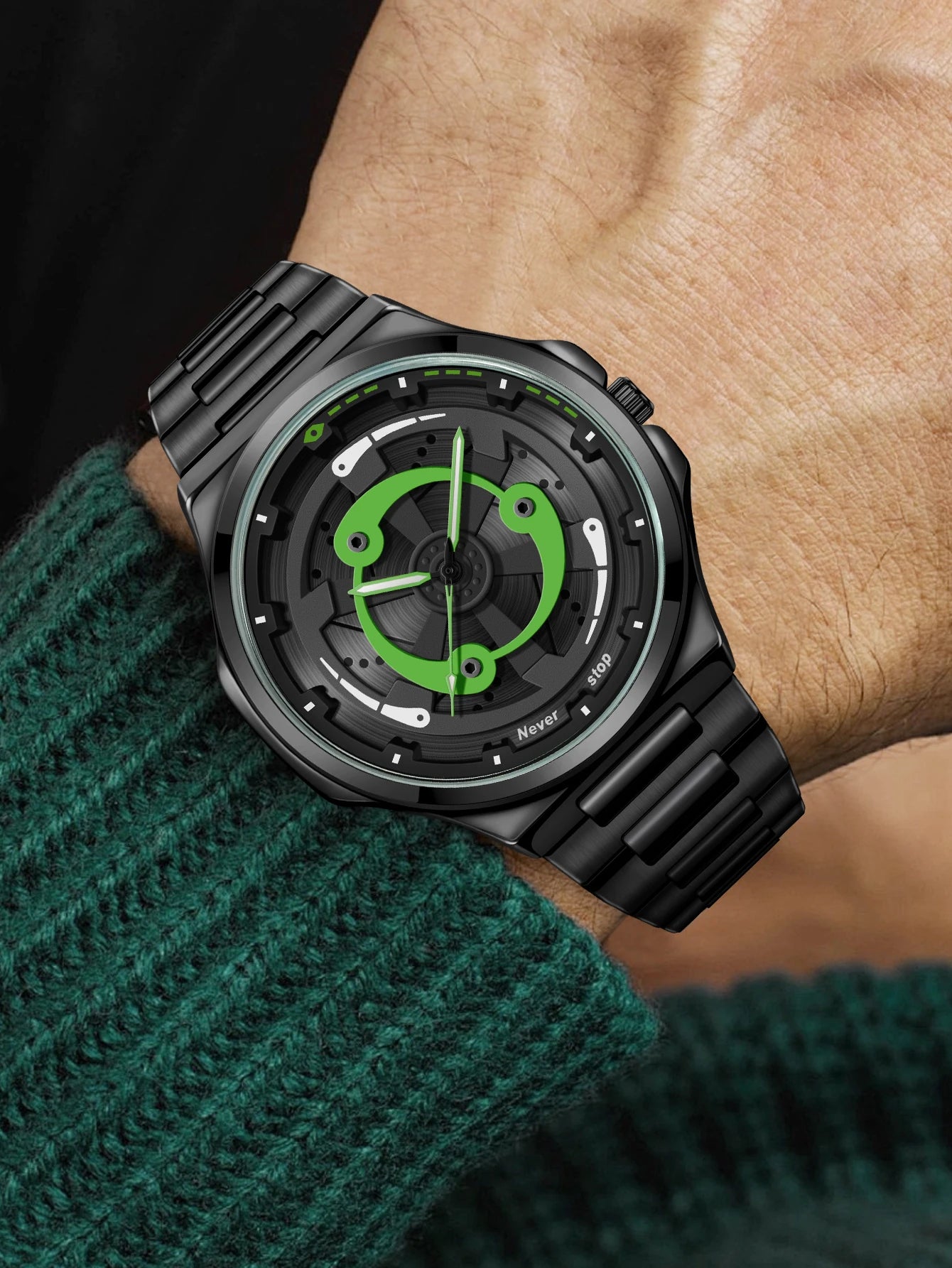 vastara steel strap watch rotatable dial watch 7 - classic unisex timepiece with stainless steel (USA)