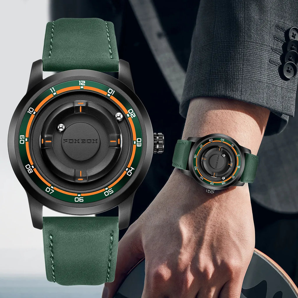 vastara foxbox magnetic ball dial watch watch detail - reliable movement, waterproof, waterproof business design (USA)
