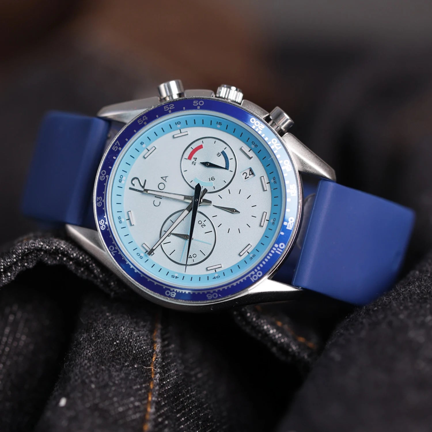 vastara ciloa blue round multi-function 's light authentic trend watch 7 - classic unisex timepiece with stainless steel