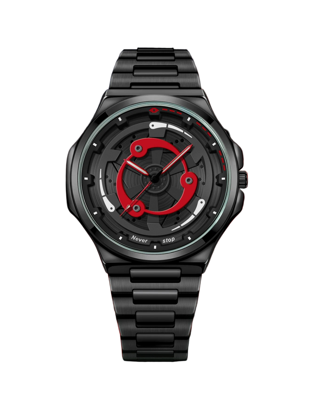 vastara steel strap watch rotatable dial - classic unisex watch with stainless steel in black stainless steel (USA)