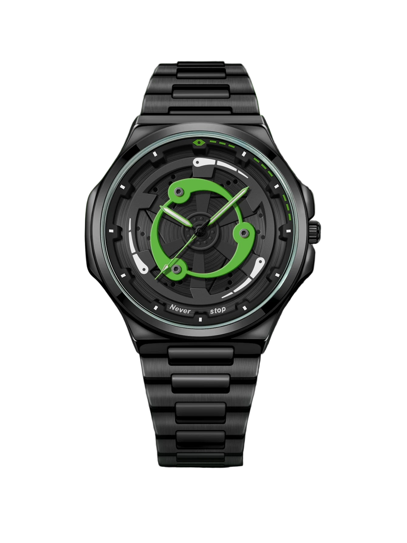 vastara steel strap watch rotatable dial watch 12 - classic unisex timepiece with stainless steel (USA)