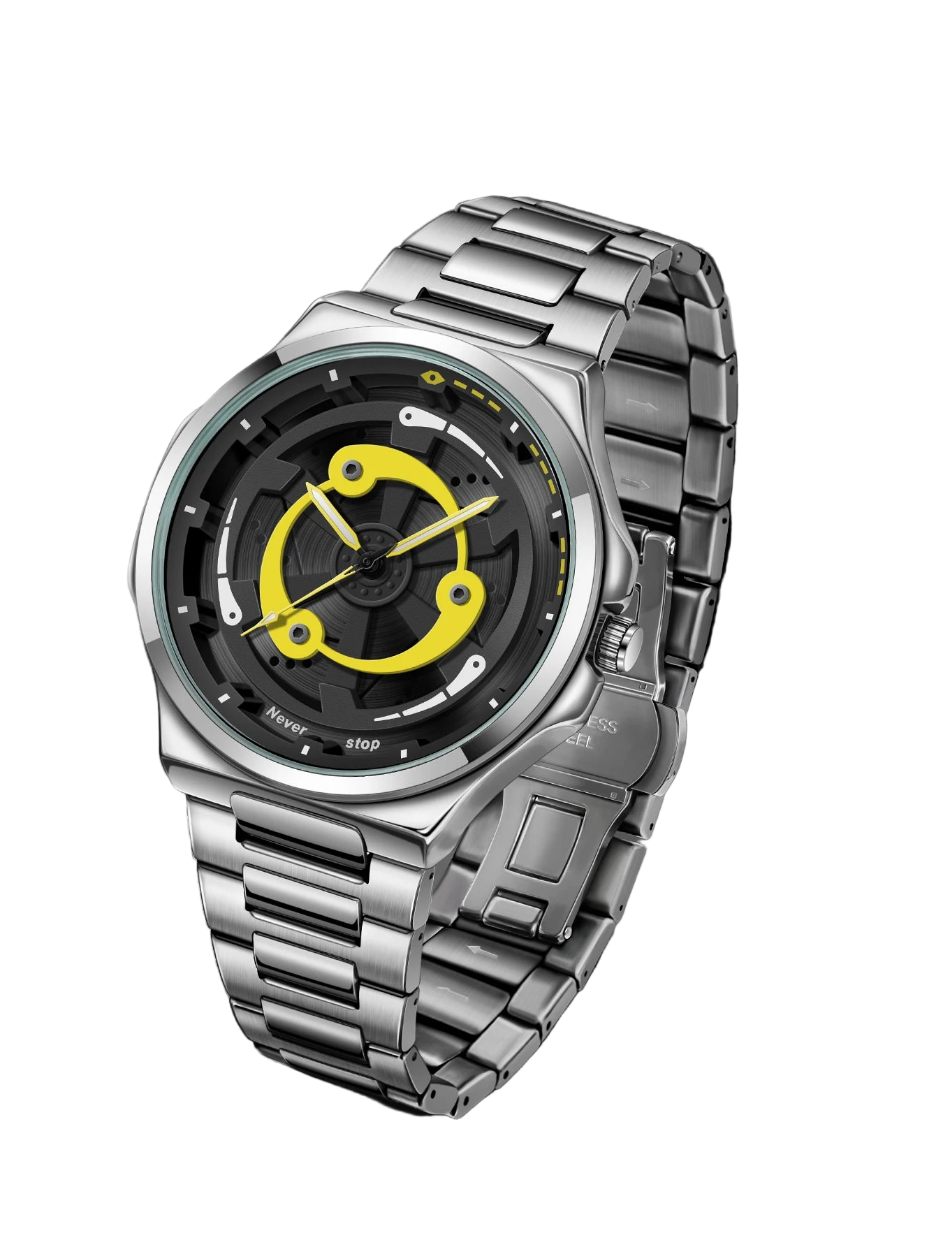 vastara steel strap watch rotatable dial watch 9 - classic unisex timepiece with stainless steel (USA)